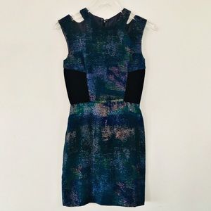Proenza Schouler blue dress metallic, cut out shoulders Sz 2